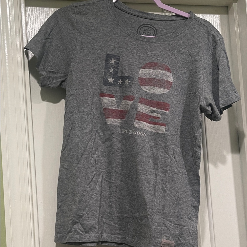 Life Is Good Gray Love Tee - Short Sleeve
